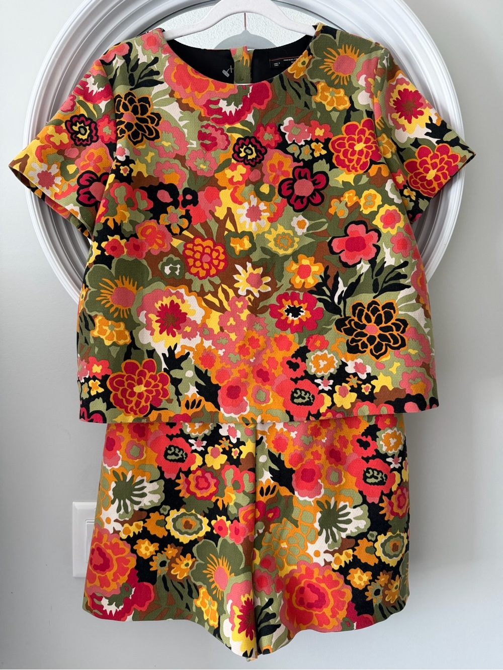 RARE Archive Zara Trafaluc 70s Psychedelic Floral Romper Playsuit Overlay M